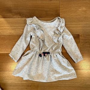 Sweater dress with drawstring and ruffle detail